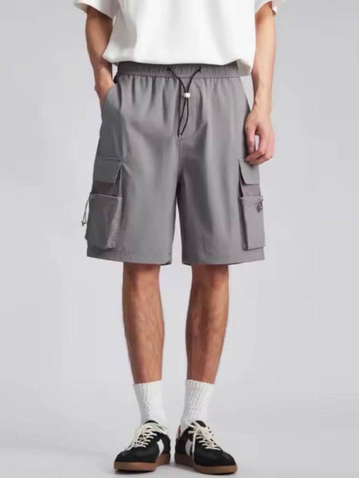 Men’s man mens petite-, tall-, plus-, size Quick Dry Breathable Outdoor Summer Solid Cargo Shorts Men Quick Dry Lightweight Breathable Multi-Pocket Drawstring drawcord Straight Leg Short Pants short pant in Gray grey