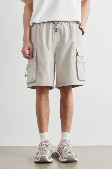 Men’s man mens petite-, tall-, plus-, size Quick Dry Breathable Outdoor Summer Solid Cargo Shorts Men Quick Dry Lightweight Breathable Multi-Pocket Drawstring drawcord Straight Leg Short Pants short pant in light Gray grey