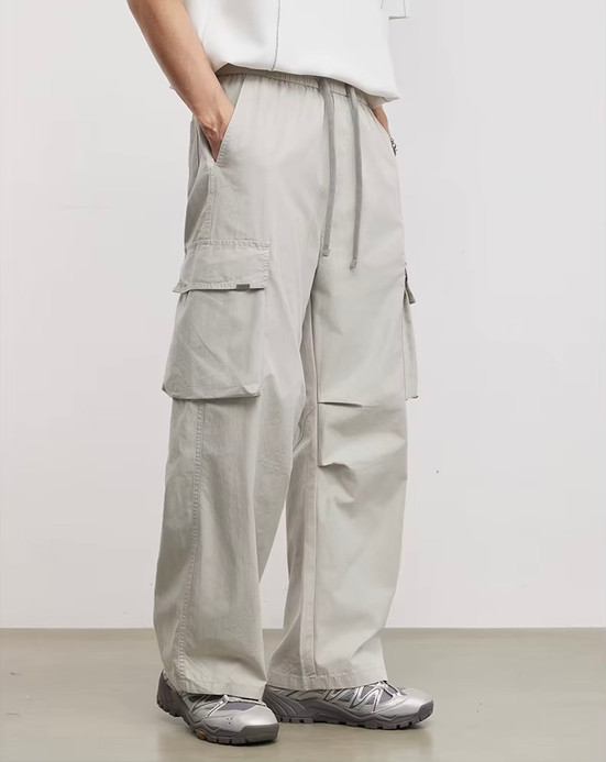 Men’s man mens petite-, tall-, plus-, size Straight Loose American Youth Casual Straight Fashion Sports Thin Style S-3XL Mid-rise Wide-leg Pants Breathable Thin Trousers in light Gray grey