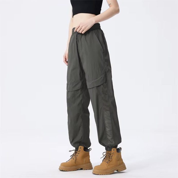 Women’s woman womens Men’s man mens Unisex Genflex Gender Neutral Genderfluid petite-, tall-, plus-, size Straight Loose American Youth Casual Straight Fashion Thin Style S-5XL Mid-rise Wide-leg Baggy Cargo Pants Breathable Thin Trousers in Army Green