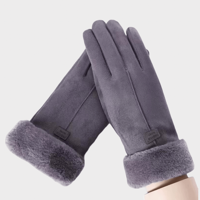 Women’s woman womens petite-, tall-, plus-, size office commute workwear luxury Casual Fall Autumn Winter cold weather accessory Warm Windproof Full Finger Gloves Touchscreen Cold Weather Hiking Outdoor suede fleece gloves Fashion accessories in Gray grey