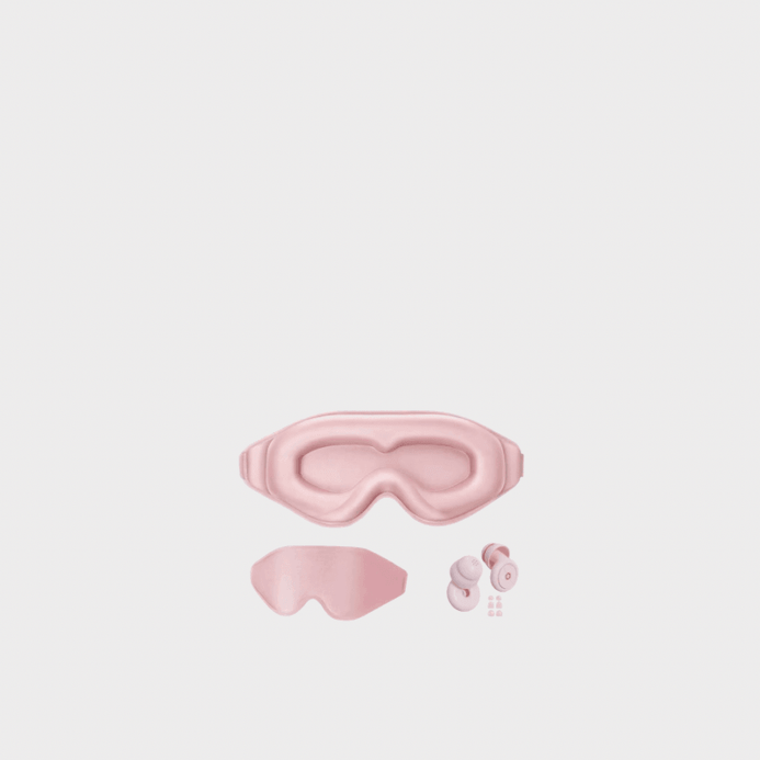 Women’s woman womens Men’s man mens Unisex Genflex Gender Neutral Genderfluid home office workwear luxury Casual 3D Light Blocking Sleep Aid Eye Mask with Noice Cancelling Earbuds Fashion accessories in pink
