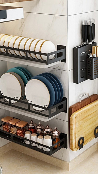 Storage Wall Rack Kitchen Black Stainless Steel Mounted Knife Holder Sauce Organizer Spice Washroom Holders & Racks Trending Storage Wall Rack Kitchen Black Stainless Steel Mounted Knife Holder Sauce Organizer Spice Washroom Holders & Racks Trending