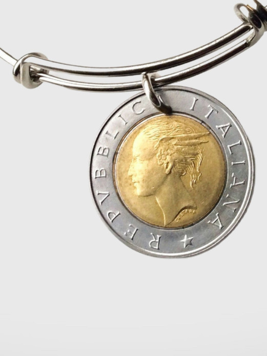 Five Hundred Lire 1992 Italian Coin Bangle L500 Trend Five Hundred Lire 1992 Italian Coin Bangle L500 Trend