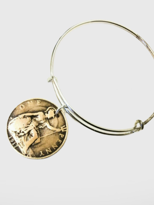 1917 Queen Victoria One Penny British Coin Bangle Trend 1917 Queen Victoria One Penny British Coin Bangle Trend