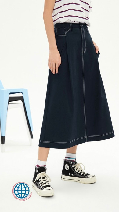 High Rise Classic Skirt Women's Japanese A Line High Waist Mid-Calf Solid Dark Blue Color Vintage Basic Trending Japan Skirts For Woman High Rise Classic Skirt Women's Japanese A Line High Waist Mid-Calf Solid Dark Blue Color Vintage Basic Trending Japan Skirts For Woman