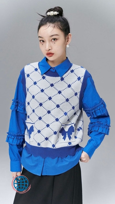 Crewneck Rhombus Floral Vest Women's Japanese Sweater Vests Sleeveless O Neck Tops Rhombus Flower Pattern Cute Elegant Knit Japan Sweaters For Woman Trending in Blue Crewneck Rhombus Floral Vest Women's Japanese Sweater Vests Sleeveless O Neck Tops Rhombus Flower Pattern Cute Elegant Knit Japan Sweaters For Woman Trending in Blue