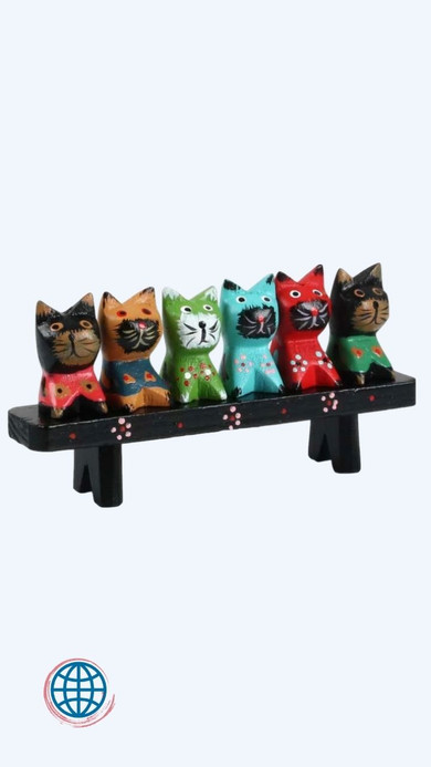 Lucky Cats with Bench Ornament 6-Piece Set 6Pcs/Set Southeast Asia Wooden Cat with Bench Desk Ornament Statue Creative Handmade Wood Anime Home Decoration Accessories Trending Wedding Gift Lucky Cats with Bench Ornament 6-Piece Set 6Pcs/Set Southeast Asia Wooden Cat with Bench Desk Ornament Statue Creative Handmade Wood Anime Home Decoration Accessories Trending Wedding Gift