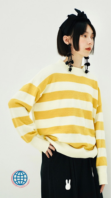 Color-Block Crewneck Sweater Women’s Japanese original yellow color-blocked hoop wool warm sweet cotton striped knitted Trending Japan Sweaters for Woman Color-Block Crewneck Sweater Women’s Japanese original yellow color-blocked hoop wool warm sweet cotton striped knitted Trending Japan Sweaters for Woman