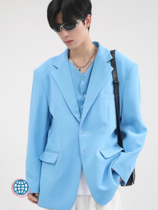 Classic Single Breasted Blazer Men’s Casual Suit Jacket Coat Loose Simple Long Sleeve Blazers Clothing Streetwear Trending Jackets for Man in Blue Classic Single Breasted Blazer Men’s Casual Suit Jacket Coat Loose Simple Long Sleeve Blazers Clothing Streetwear Trending Jackets for Man in Blue