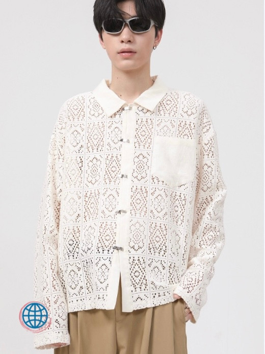 Turn Down Collar Shirt Men’s Long Sleeve Apricot Hollow Out Shoulder Pads Loose Fit Trending Fashion Shirts Tops Clothing for Man Turn Down Collar Shirt Men’s Long Sleeve Apricot Hollow Out Shoulder Pads Loose Fit Trending Fashion Shirts Tops Clothing for Man