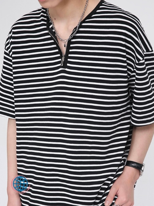 Zip-Up V-Neck Striped T-Shirt Men’s Korea Top Short Sleeve Front Zipper Loose Stripe Korean Streetwear Fashion Clothing T-Shirts Tops For Man Trending in Black Zip-Up V-Neck Striped T-Shirt Men’s Korea Top Short Sleeve Front Zipper Loose Stripe Korean Streetwear Fashion Clothing T-Shirts Tops For Man Trending in Black
