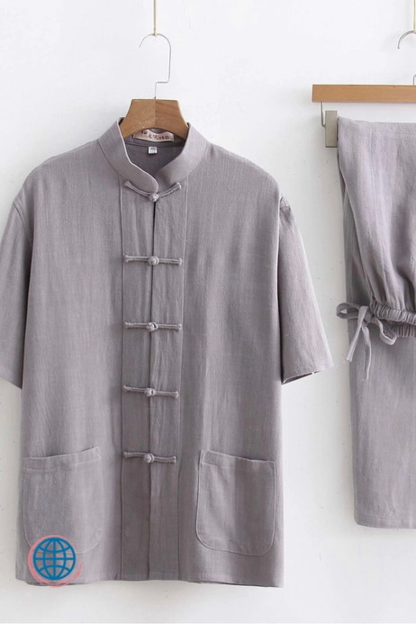 Tang Suit Men's Chinese Short-Sleeve Cotton And Linen Kung Fu Suit Tai Chi Casual Meditation Clothing Handmade China Suits for Man Trending in Gray / Grey Tang Suit Men's Chinese Short-Sleeve Cotton And Linen Kung Fu Suit Tai Chi Casual Meditation Clothing Handmade China Suits for Man Trending in Gray / Grey