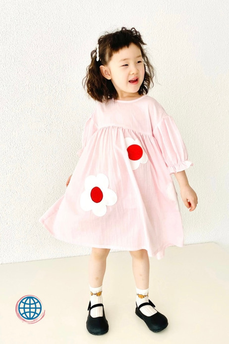 Crewneck Short-Sleeve Dress Kids toddler girl Japanese original children's clothing cherry blossom pink cotton red flower short sleeve Japan dresses Trending for toddlers girls Crewneck Short-Sleeve Dress Kids toddler girl Japanese original children's clothing cherry blossom pink cotton red flower short sleeve Japan dresses Trending for toddlers girls