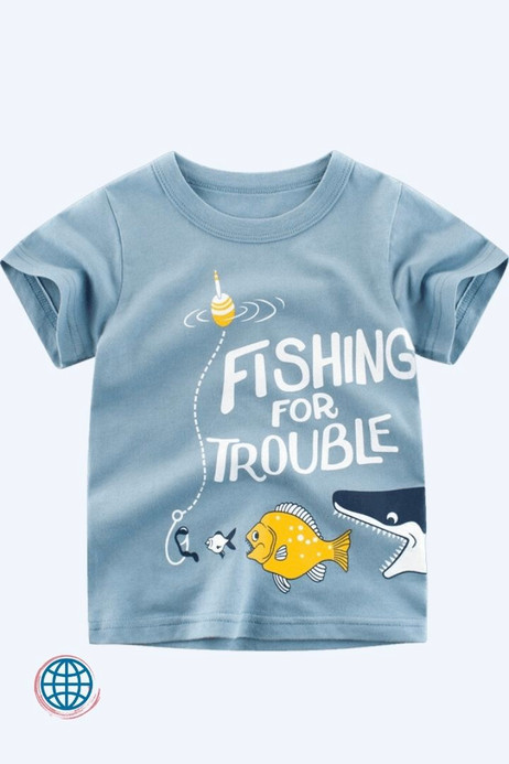 Kids Cartoon Short-Sleeve T-Shirt Clothes Boys girls Short Sleeve O-Neck Tops Baby Cartoon fish Tees children Kid Cotton FISHING FOR TROUBLE Letter Print Blue T Shirt Trending Outfit Boy Girl T-shirts Kids Cartoon Short-Sleeve T-Shirt Clothes Boys girls Short Sleeve O-Neck Tops Baby Cartoon fish Tees children Kid Cotton FISHING FOR TROUBLE Letter Print Blue T Shirt Trending Outfit Boy Girl T-shirts