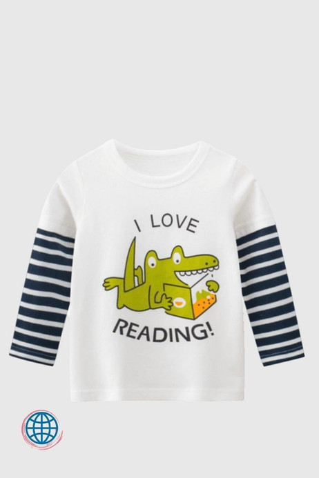 Stripe Patch Crewneck T-Shirt  Kids Baby Toddlers Top Clothes Children Boys Girls White Cotton Striped Long Sleeve Cartoon Crocodile Animal I LOVE READING! Letter Print Trending T-shirts boy girl Tops Kid Tee For 2-9 Years Stripe Patch Crewneck T-Shirt  Kids Baby Toddlers Top Clothes Children Boys Girls White Cotton Striped Long Sleeve Cartoon Crocodile Animal I LOVE READING! Letter Print Trending T-shirts boy girl Tops Kid Tee For 2-9 Years