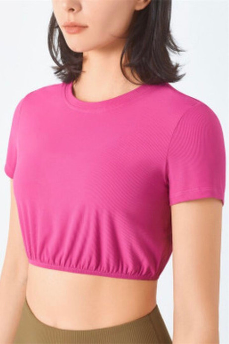 Short Sleeve Ribbed Crewneck Yoga Top Women’s Solid Color O-Neck Sports Cloud Crew Neck Waistband T-shirt Slim Fit Elastic Sport Short Shirt Gym Sportswear for Woman Trending in Pink Lychee Short Sleeve Ribbed Crewneck Yoga Top Women’s Solid Color O-Neck Sports Cloud Crew Neck Waistband T-shirt Slim Fit Elastic Sport Short Shirt Gym Sportswear for Woman Trending in Pink Lychee