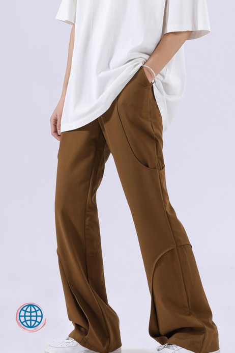 Loose Fit Micro-Flare Mid-Rise Pants Unisex Men And Women Casual Mid Rise Waist Two-piece Mopping Overalls Wide Leg Trousers For Man Woman Trending in Dark Brown Loose Fit Micro-Flare Mid-Rise Pants Unisex Men And Women Casual Mid Rise Waist Two-piece Mopping Overalls Wide Leg Trousers For Man Woman Trending in Dark Brown