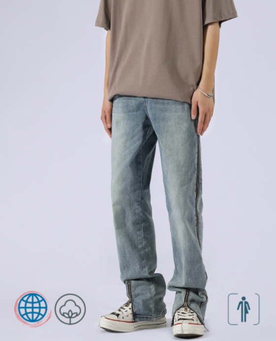Mid-Rise Distressed Jeans Men’s American-style Zipper Washed Mid Rise Waist Elastic Retro Blue Slim Fit Micro Flared Jeans Pants Unisex Men and Women Trending Street Wear Mid-Rise Distressed Jeans Men’s American-style Zipper Washed Mid Rise Waist Elastic Retro Blue Slim Fit Micro Flared Jeans Pants Unisex Men and Women Trending Street Wear