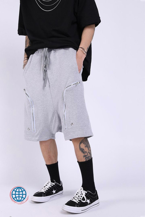 Mid Rise Baggy Shorts Men’s Hip Hop Retro Streetwear Side Zippers Harem Shorts Soild Color Casual High Elasticity Knee Length For Man Trending in Gray / Grey Mid Rise Baggy Shorts Men’s Hip Hop Retro Streetwear Side Zippers Harem Shorts Soild Color Casual High Elasticity Knee Length For Man Trending in Gray / Grey
