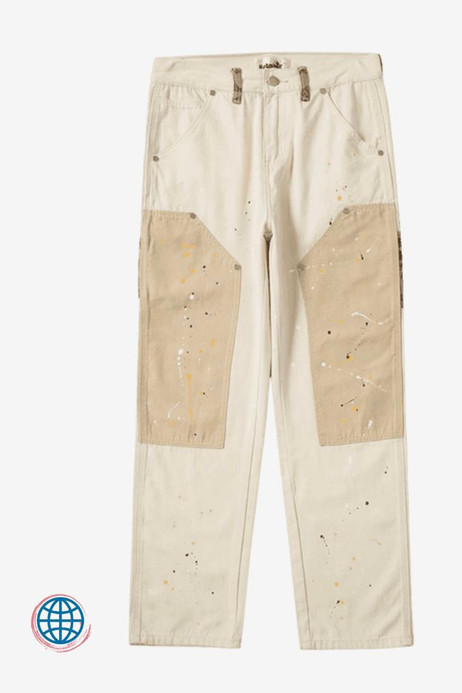 Paint Splash Patch Pants Men’s Hip Hop Khaki Cashew Flower Overalls Ink Splashing Rice White Multi-color Stitching Stiff Straight Canvas Retro Cargo Pants Trending for Man Paint Splash Patch Pants Men’s Hip Hop Khaki Cashew Flower Overalls Ink Splashing Rice White Multi-color Stitching Stiff Straight Canvas Retro Cargo Pants Trending for Man