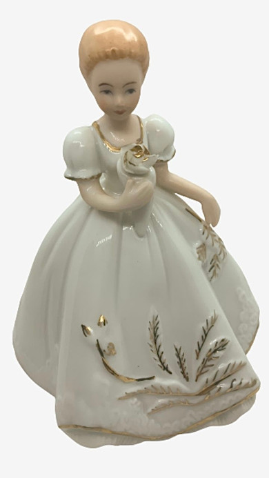 Classic Mid Century Ceramic Cream and Gold Gilt SBL Regal House Victorian Girl Figurine Vintage Originals Ceramics Collectors Antiques