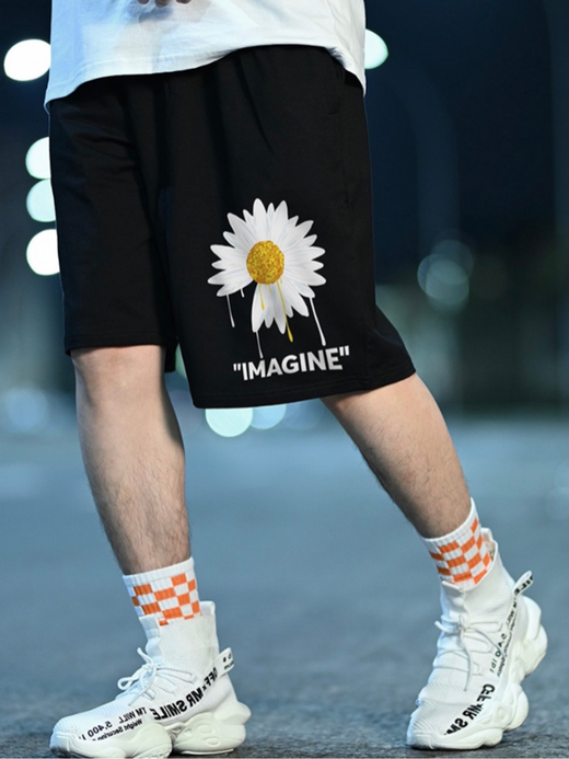Loose Fit Mid Rise Shorts Mens Summer Black Sunflower Knee Length Korean Loose Hip Hop Floral IMAGINE Korea Fashion Beach Shorts Trending For Man Plus Size 5xl Loose Fit Mid Rise Shorts Mens Summer Black Sunflower Knee Length Korean Loose Hip Hop Floral IMAGINE Korea Fashion Beach Shorts Trending For Man Plus Size 5xl