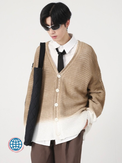 Loose Knit Cardigan Men's Autumn Winter Korean Fashion Knitted Sweater V-neck Long Sleeve Male Contrast Color Korea Cardigans Trending for Man in Khaki Loose Knit Cardigan Men's Autumn Winter Korean Fashion Knitted Sweater V-neck Long Sleeve Male Contrast Color Korea Cardigans Trending for Man in Khaki