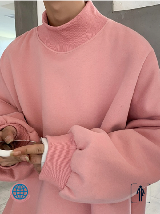 Ribbed Turtleneck Sweatshirt Men's Autumn Winter Solid Color Male Jumpers Hoodies Casual Unisex Anywear Mens Women’s Pullovers Rib Sweatshirts Trending for Man Woman in Pink Ribbed Turtleneck Sweatshirt Men's Autumn Winter Solid Color Male Jumpers Hoodies Casual Unisex Anywear Mens Women’s Pullovers Rib Sweatshirts Trending for Man Woman in Pink