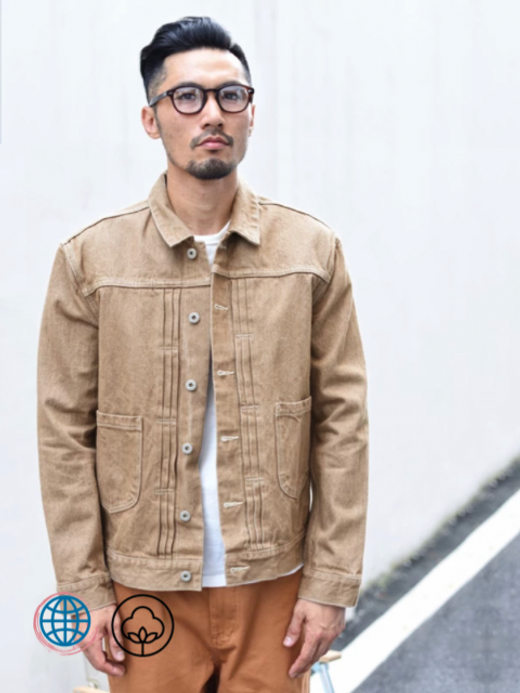 Vulcanization Denim Jacket  Mens Khaki Plus Size Jeans Selvedge Casual Slim fit Jackets Outerwear Trending for Man