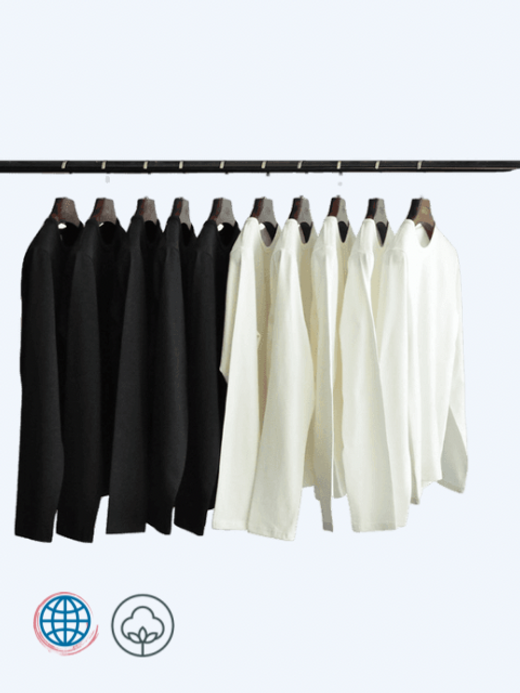Classic Cotton Tee Men's Round O-Neck Crewneck Tops & Tees t-shirt Thick Solid color long sleeve Double-woven fabric Anti-shrinkage Top Plus Size T-Shirts Trending for Man in Black White Classic Cotton Tee Men's Round O-Neck Crewneck Tops & Tees t-shirt Thick Solid color long sleeve Double-woven fabric Anti-shrinkage Top Plus Size T-Shirts Trending for Man in Black White