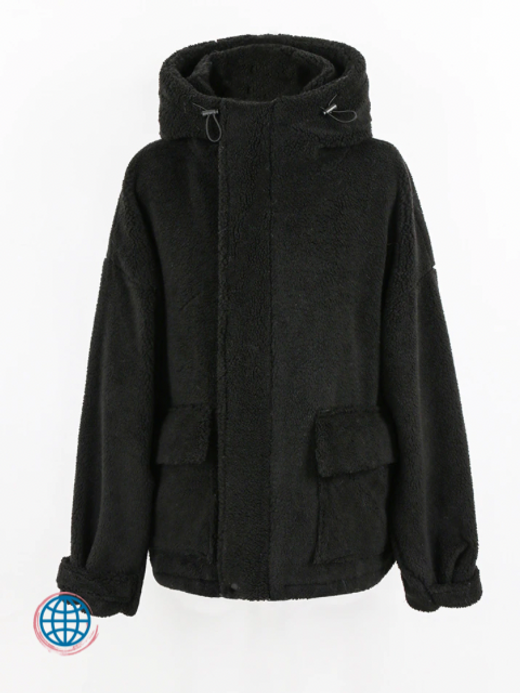 Hooded Vegan Sherpa Jacket Mens Japanese Winter Thick Warm Oversized with Hood Zip Up Fluffy Loose Casual Faux Lamb Fur Coat Plus Size Japan Outerwear Trending for Man in Black Hooded Vegan Sherpa Jacket Mens Japanese Winter Thick Warm Oversized with Hood Zip Up Fluffy Loose Casual Faux Lamb Fur Coat Plus Size Japan Outerwear Trending for Man in Black