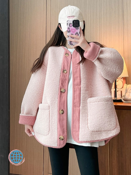 Maternity Fleece Jacket  Women’s Autumn Winter Korean Fashion Fleece Maternity Chic Ins Loose Outwear Cardigan Clothes Plus Size Korea Pregnancy Jackets Trending for Pregnant Woman in Pink Maternity Fleece Jacket  Women’s Autumn Winter Korean Fashion Fleece Maternity Chic Ins Loose Outwear Cardigan Clothes Plus Size Korea Pregnancy Jackets Trending for Pregnant Woman in Pink