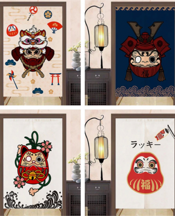 Traditional Dharma print Noren Curtain  Japanese Door Screen Partition Curtain Fabric Cuisine Restaurant Kitchen Commercial Hanging Trending Japan Curtains Traditional Dharma print Noren Curtain  Japanese Door Screen Partition Curtain Fabric Cuisine Restaurant Kitchen Commercial Hanging Trending Japan Curtains