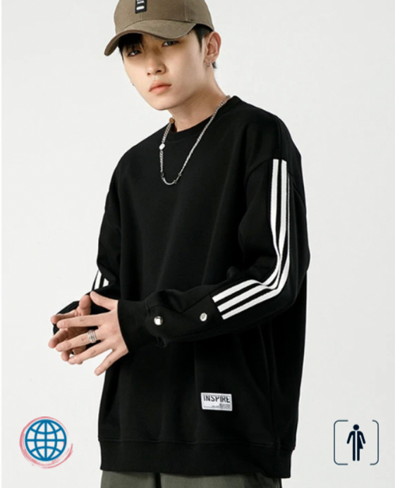 Crewneck Stitch Sweatshirt  Men's Autumn Round O-Neck Stitching Hip -up Retro Tide Casual Clothes Sportswear Activewear Plus Size Sweatshirts for Man Trending in Black Crewneck Stitch Sweatshirt  Men's Autumn Round O-Neck Stitching Hip -up Retro Tide Casual Clothes Sportswear Activewear Plus Size Sweatshirts for Man Trending in Black