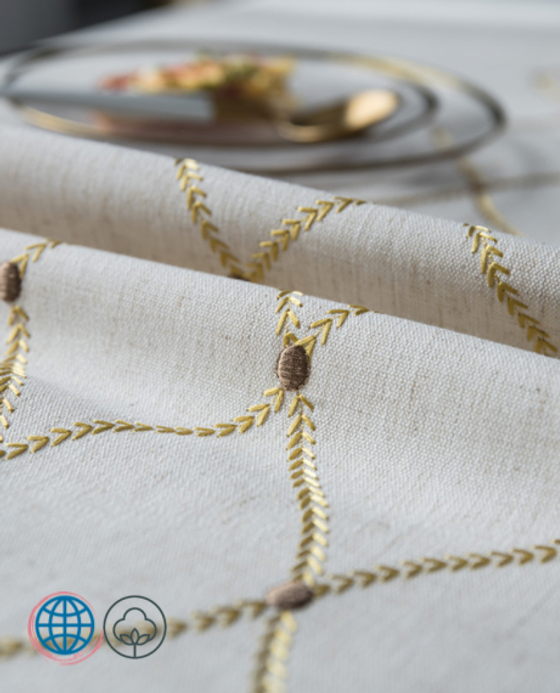 Embroidered Japanese Tablecloth   Waterproof Geometric Embroidery Tables Cloth Cushion Cover Set Japan 100% Cotton Linen Trending Dining Christmas Holiday Decor Embroidered Japanese Tablecloth   Waterproof Geometric Embroidery Tables Cloth Cushion Cover Set Japan 100% Cotton Linen Trending Dining Christmas Holiday Decor