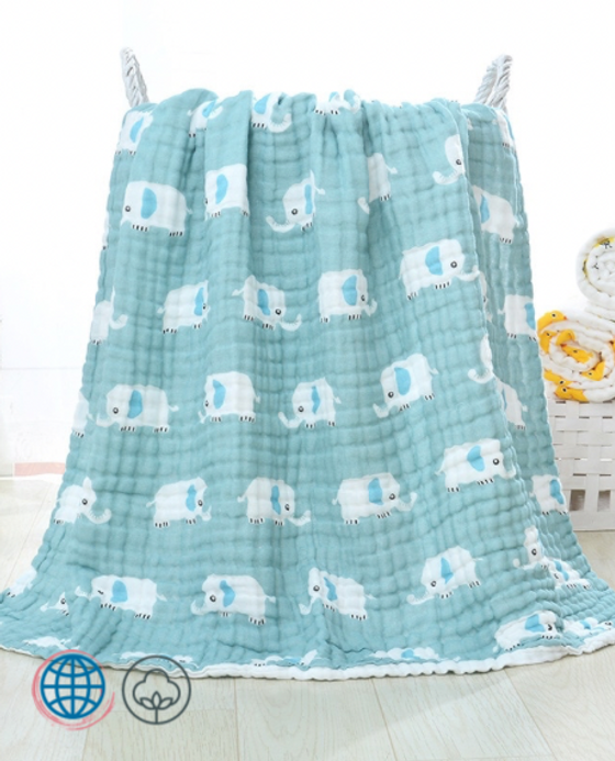 6 Layer Bamboo Cotton Swaddle Blanket Unisex Newborn Baby Infant Kids Receiving Wrap Sleeping Warm Quilt Bed Cover Muslin Layers Blankets in Trending Elephant Blue White 6 Layer Bamboo Cotton Swaddle Blanket Unisex Newborn Baby Infant Kids Receiving Wrap Sleeping Warm Quilt Bed Cover Muslin Layers Blankets in Trending Elephant Blue White