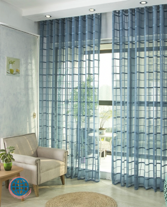 Japanese Decorative Semi jacquard Plaid Lace Sheer Curtain Tulle Voile Panel Window Japan Curtains Drapes for Living Room Bedroom Door In Trending Blue Japanese Decorative Semi jacquard Plaid Lace Sheer Curtain Tulle Voile Panel Window Japan Curtains Drapes for Living Room Bedroom Door In Trending Blue