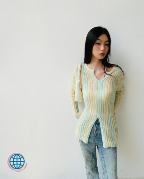 Ribbed Stripe Sweater Women’s Ribbled Multicolor Pastel Color Rib Striped Knitted Spring V Neck Pullover Knitwear Long Sleeve Tops Rainbow Sweaters Clothing for trending Woman Ribbed Stripe Sweater Women’s Ribbled Multicolor Pastel Color Rib Striped Knitted Spring V Neck Pullover Knitwear Long Sleeve Tops Rainbow Sweaters Clothing for trending Woman
