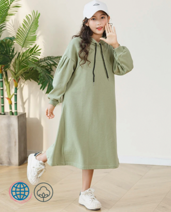 Teen Fleece Hoodie for Girls Light Green Casual Winter Thicken Warm Hooded Dress Teenage Kids Clothes Mid-length Children Trending Teens Dresses Teen Fleece Hoodie for Girls Light Green Casual Winter Thicken Warm Hooded Dress Teenage Kids Clothes Mid-length Children Trending Teens Dresses