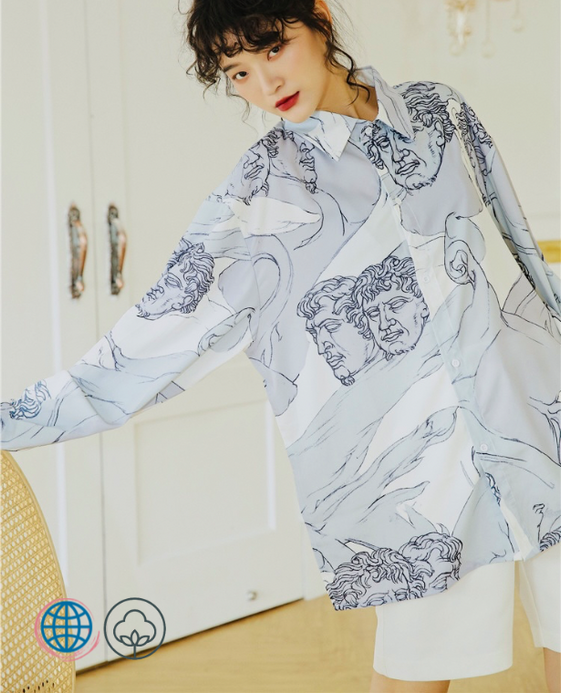 Renaissance Art Shirt  Women’s French Look Print Top Long Sleeve Blouse Fall Button Up Designer White Loose Designer Shirts Clothes Autumn for trending Woman Renaissance Art Shirt  Women’s French Look Print Top Long Sleeve Blouse Fall Button Up Designer White Loose Designer Shirts Clothes Autumn for trending Woman