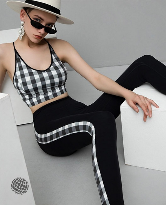 MiteigiYūki Sportswear Yoga Set Women’s Activewear Workout Quick Dry Sport Gym Leggings Seamless and Plaid Fitness Bra Fitness Top Backless Sleeveless Sports Tracksuit Sets for trending Woman in Checkered Black white MiteigiYūki Sportswear Yoga Set Women’s Activewear Workout Quick Dry Sport Gym Leggings Seamless and Plaid Fitness Bra Fitness Top Backless Sleeveless Sports Tracksuit Sets for trending Woman in Checkered Black white