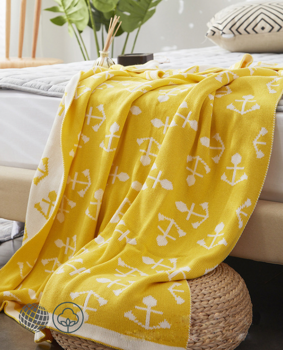 Cotton-Linen Throw Blanket    100% cotton handmade high quality soft sofa bed knitted blankets bedroom linen sailor ship’s anchor trending home decor for summer yellow Cotton-Linen Throw Blanket    100% cotton handmade high quality soft sofa bed knitted blankets bedroom linen sailor ship’s anchor trending home decor for summer yellow