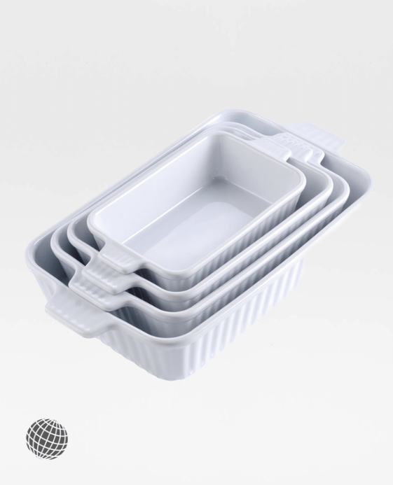 Rectangular Ceramic Baking Dish 4-Piece Set Table Plate with Handle Oven to Ideal for Lasagne/Pie/Casserole/Tapas (9"/11"/12"/13.3") Kitchen Bakeware Dishes In trending White Gray grey Rectangular Ceramic Baking Dish 4-Piece Set Table Plate with Handle Oven to Ideal for Lasagne/Pie/Casserole/Tapas (9"/11"/12"/13.3") Kitchen Bakeware Dishes In trending White Gray grey