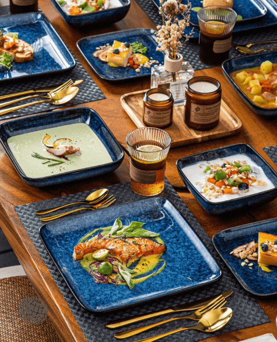 Kiln Glaze Dinner Set 16-Piece Blue Square Kiln Change Glaze Tableware 16 Pieces Kitchen Trending Dinnerware Ceramic Crockery Sets for 4 Person Kiln Glaze Dinner Set 16-Piece Blue Square Kiln Change Glaze Tableware 16 Pieces Kitchen Trending Dinnerware Ceramic Crockery Sets for 4 Person