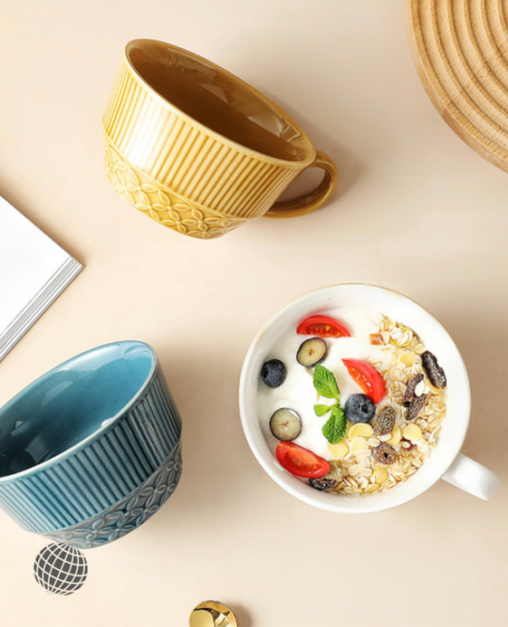 Ceramic Breakfast Cup Japanese Nordic style Retro Simple Household Oatmeal Large Capacity Coffee Japan Milk Water Cups Creative Bowl Mug Serveware Bowls Gift Mugs in Blue White Yellow Norway Scandinavia Scandinavian Norwegian Drinkware in trending Blue White Yellow Ceramic Breakfast Cup Japanese Nordic style Retro Simple Household Oatmeal Large Capacity Coffee Japan Milk Water Cups Creative Bowl Mug Serveware Bowls Gift Mugs in Blue White Yellow Norway Scandinavia Scandinavian Norwegian Drinkware in trending Blue White Yellow