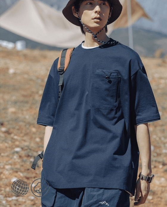 Relaxed Fit Crewneck T-Shirt  Men's 300g Summer High Quality Extra Large Oversized Short Sleeve Pure Cotton Solid Color Cuff Panel around O-neck Fashion Casual T-shirts Plus Size Tees Unisex Anywear Tops for Man in trending Dark Navy Blue