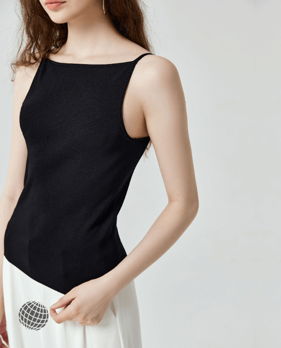 Cami Top Women‘s Black High Stretch Knit Summer Camisole Tank Tops Eco-friendly fabrics for woman in trending Black Cami Top Women‘s Black High Stretch Knit Summer Camisole Tank Tops Eco-friendly fabrics for woman in trending Black