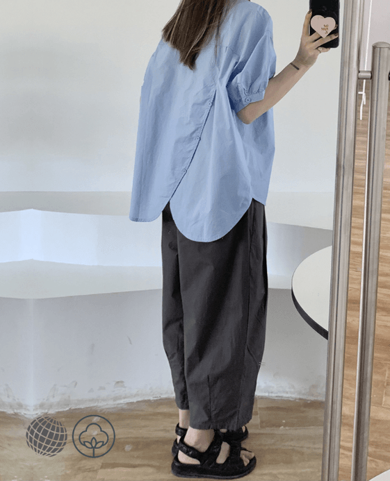 Oversized Cotton-Linen Shirt Women’s Short Sleeve 100% Linen Blouse Summer Female Pure Loose Casual Top Front Short Back Long Shirts for Woman in trending Blue Oversized Cotton-Linen Shirt Women’s Short Sleeve 100% Linen Blouse Summer Female Pure Loose Casual Top Front Short Back Long Shirts for Woman in trending Blue
