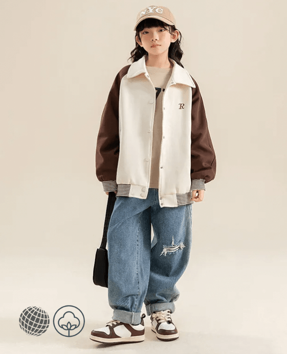 Sportswear Baseball Jacket Girls Spring Autumn Uniform Casual All-match Kids Outerwear Patchwork Children Coats Girl Jackets in trending Beige Brown Sportswear Baseball Jacket Girls Spring Autumn Uniform Casual All-match Kids Outerwear Patchwork Children Coats Girl Jackets in trending Beige Brown